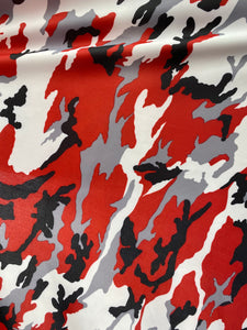 Red Smoky Camouflage Spandex Lycra 60" Wide || Dance Fabric by the Yard