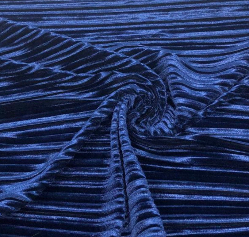 Royal Pleated 4- Way Spandex Stretch Velvet 60" Wide || Dance Wear Fabric by the Yard