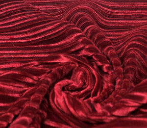 Wine Pleated 4-WAY Spandex Stretch Velvet 60" Wide || Dance Wear Fabric by the Yard
