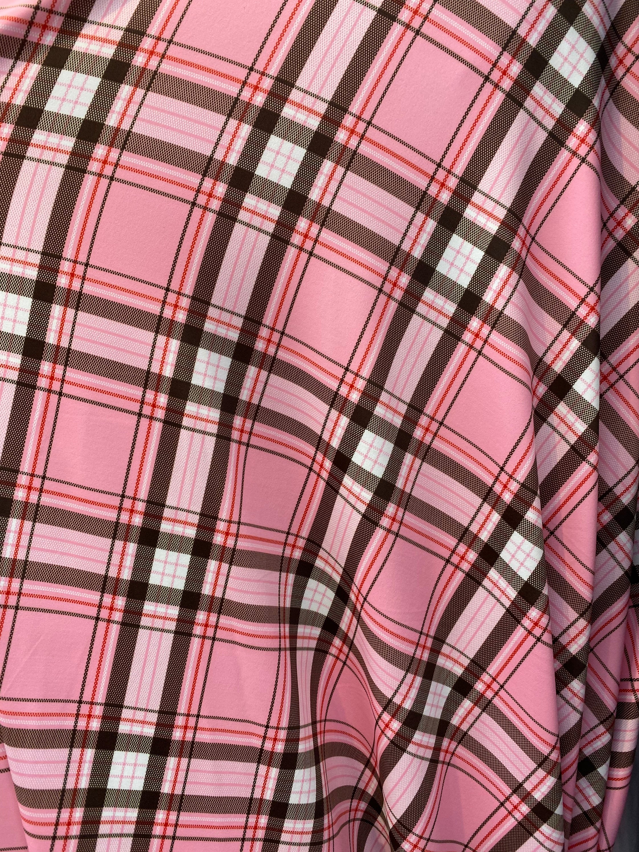 Pink Plaid Spandex Lycra 60" Wide || Dance Fabric by the Yard