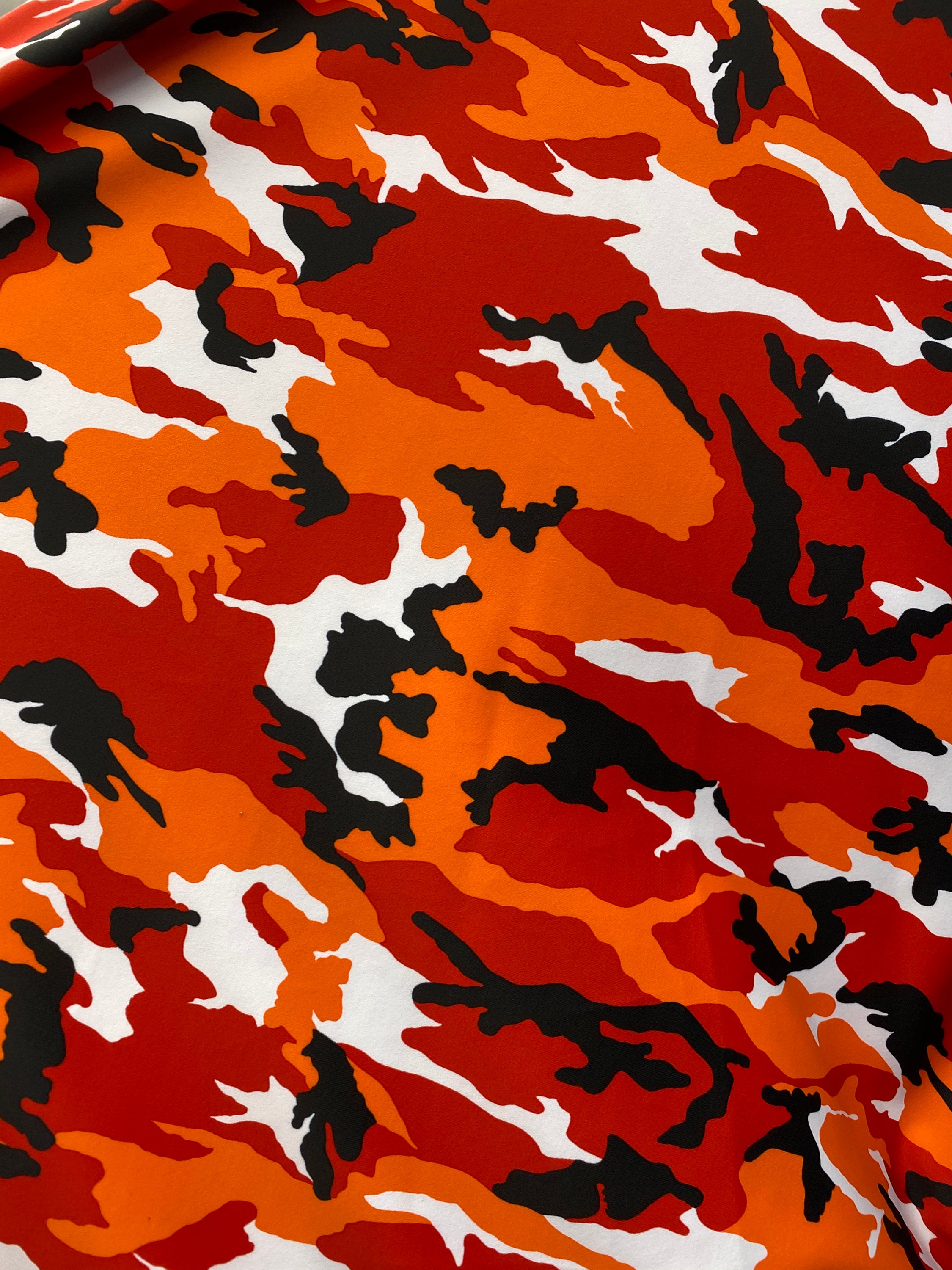 Red Fire Camouflage Spandex Lycra 60" Wide || Dance Fabric by the Yard