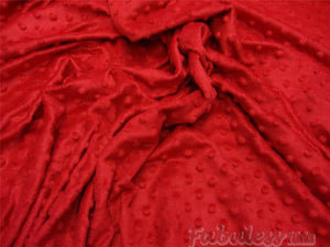 Red Soft Minky Dimple Dot Faux Fur Fabric 60” || Fabric by the Yard