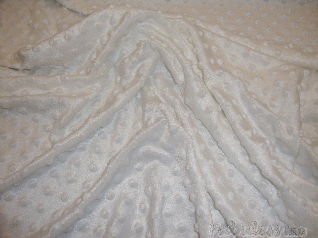 White Soft Minky Dimple Dot Faux Fur Fabric 60” || Fabric by the Yard
