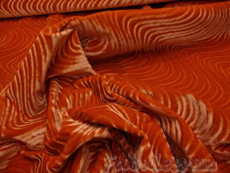 tangerine-swirl-flocking-velvet-upholstery-fabric-by-the-yard