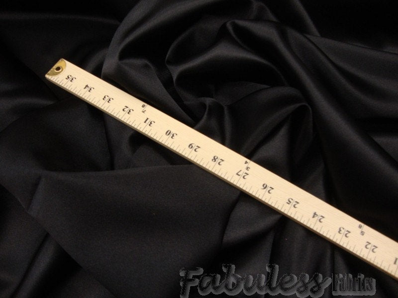 Black Bridal Satin Polyester 58" Wide || Fabric by the Yard