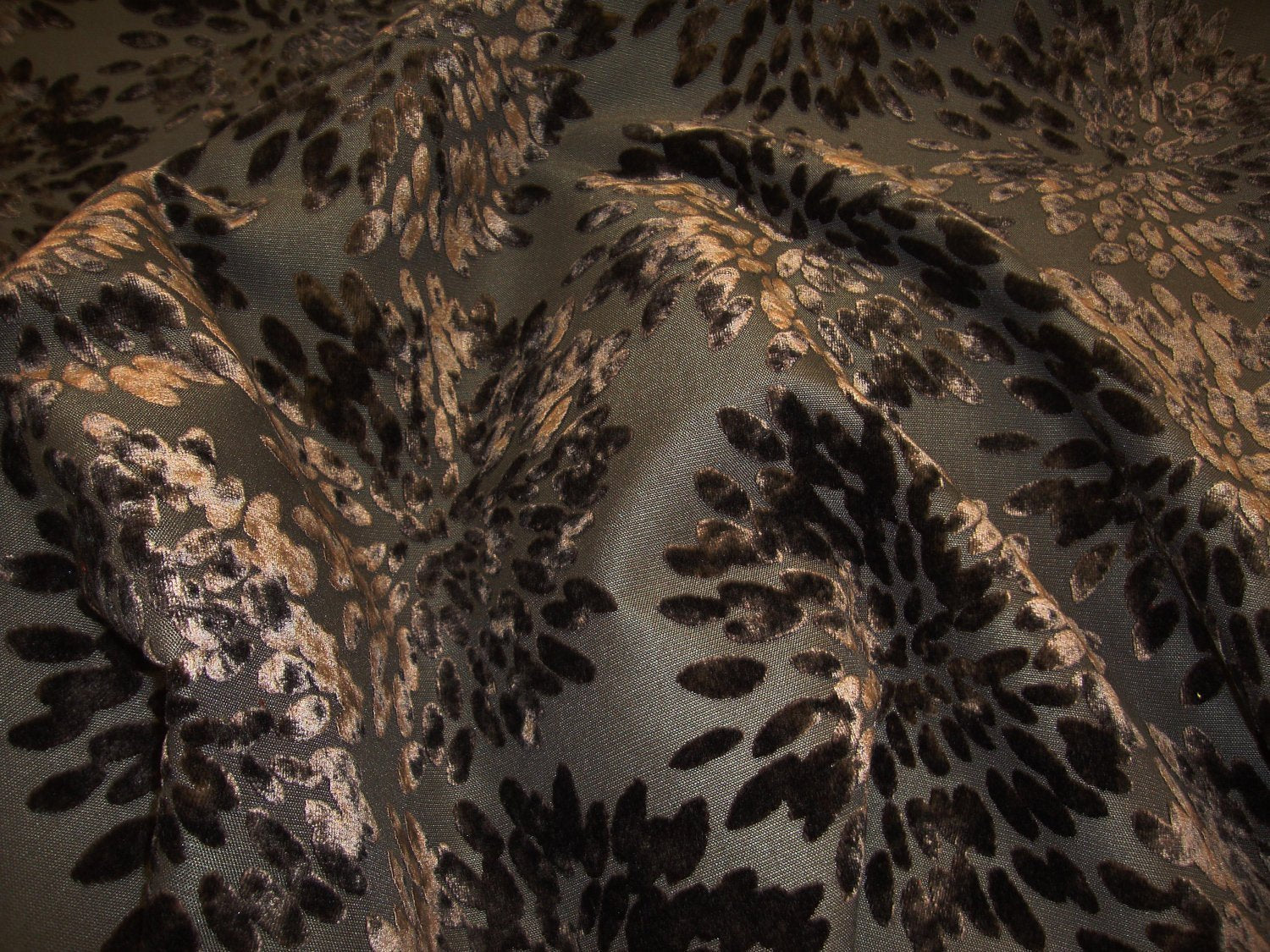 Coffee Bean Floral Burst Burnout Velvet 60" Wide | Upholstery Fabric by the Yard