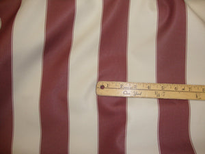 Burgundy White Striped 600 Denier Waterproof UV Protection Polyester Canvas 60" Wide || Sunbrella Fabric by the Yard