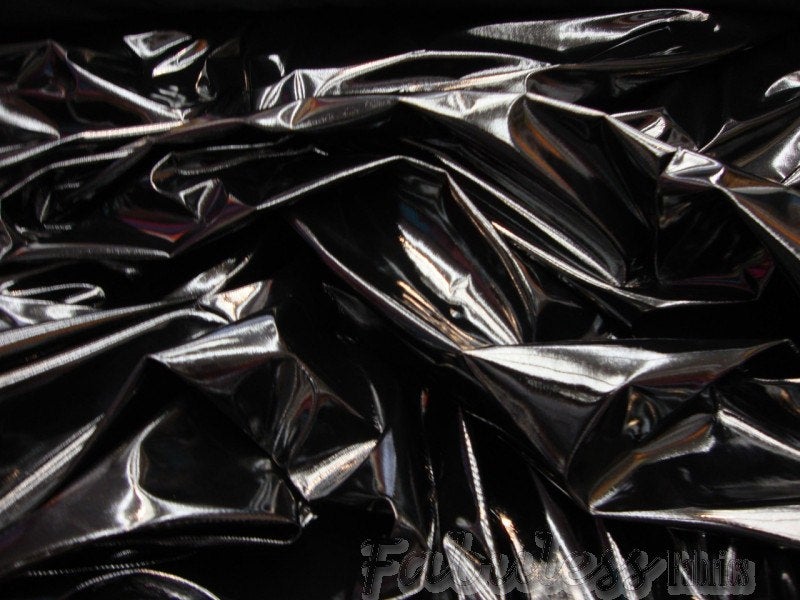 Black Liquid Fetish Wet Pleather Faux Leather Vinyl 54 || Fabric by t