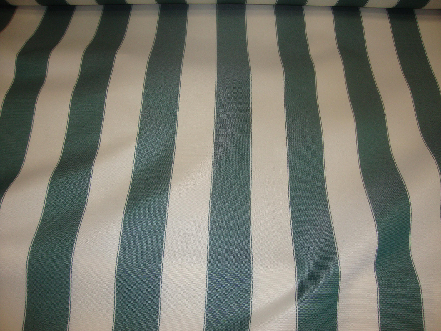 Hunter Green Ivory Striped 600 Denier Waterproof UV Protection Polyester Canvas 60" Wide || Sunbrella Fabric by the Yard