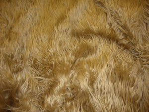 Caramel Mongolain Faux Fur Long Pile Fabric 60" Wide || Fabric by the Yard