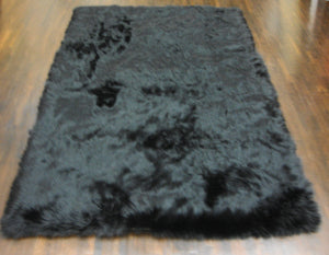 Black Shaggy Plush Faux Fur Rectangular 5'x7' Area Rug || Home Decor