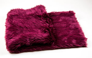 Burgundy Shaggy Faux Fur Suede Back 108”x60” Throw Blanket || Home Décor