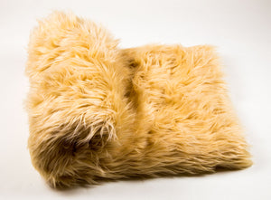 Camel Shaggy Faux Fur Suede Back 108”x60” Throw Blanket || Home Décor