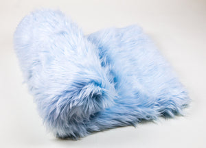 Baby Blue Shaggy Faux Fur Suede Back 108”x60” Throw Blanket || Home Décor