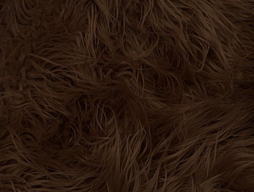 Brown Mongolain Faux Fur Long Pile Fabric 60" Wide || Fabric by the Yard